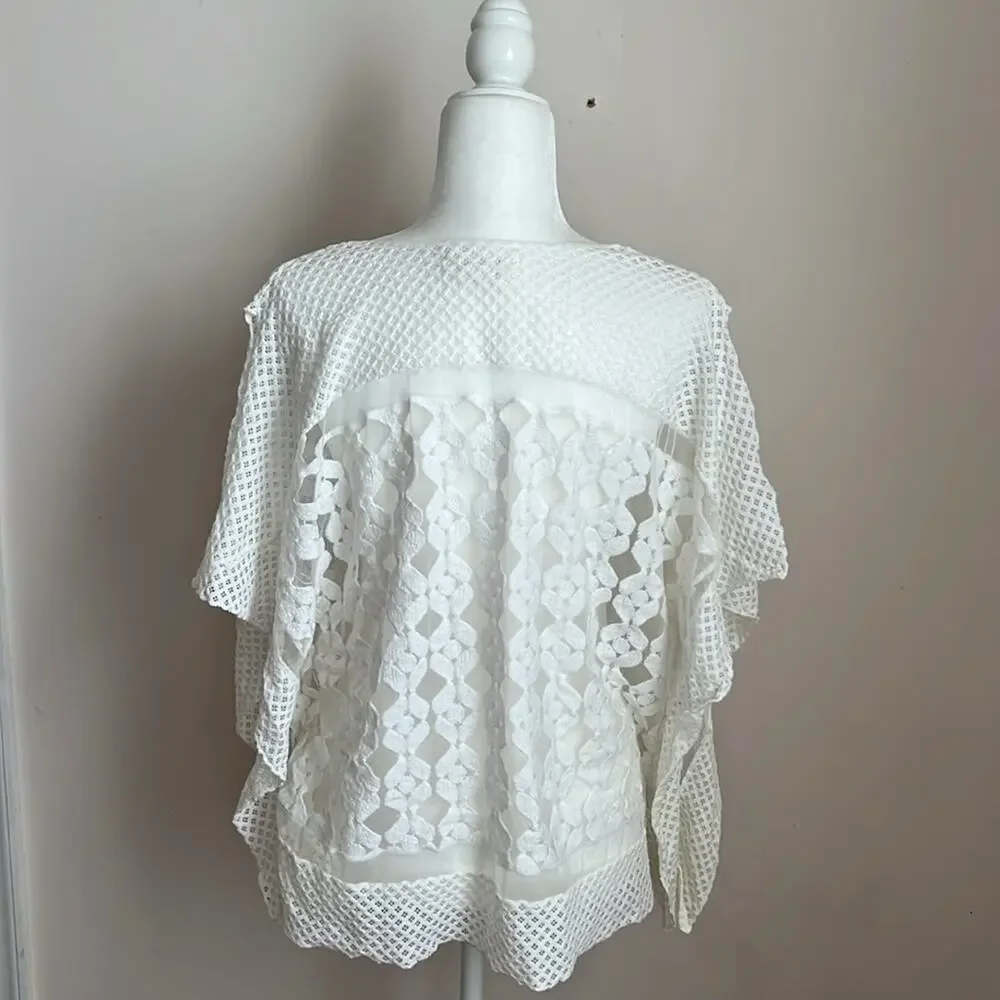Anthropologie White Lace Poncho - Picture 5 of 9